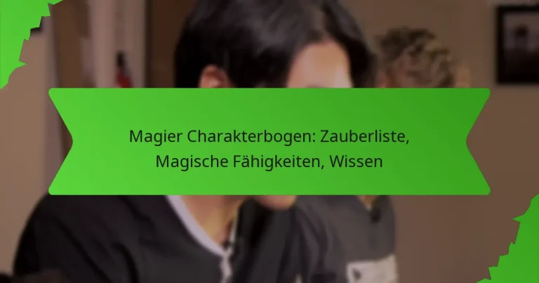 Magier Charakterbogen: Zauberliste, Magische Fähigkeiten, Wissen